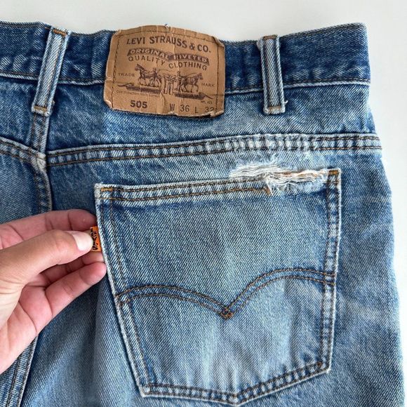 Vintage Levi's Orange Tab Denim Cutoff Jeans Short Floral Reworked - Picture 9 of 11